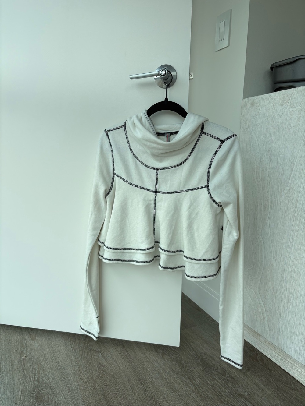 Free people movement Cowl-Neck Cropped Sweater with Contrast Stitching